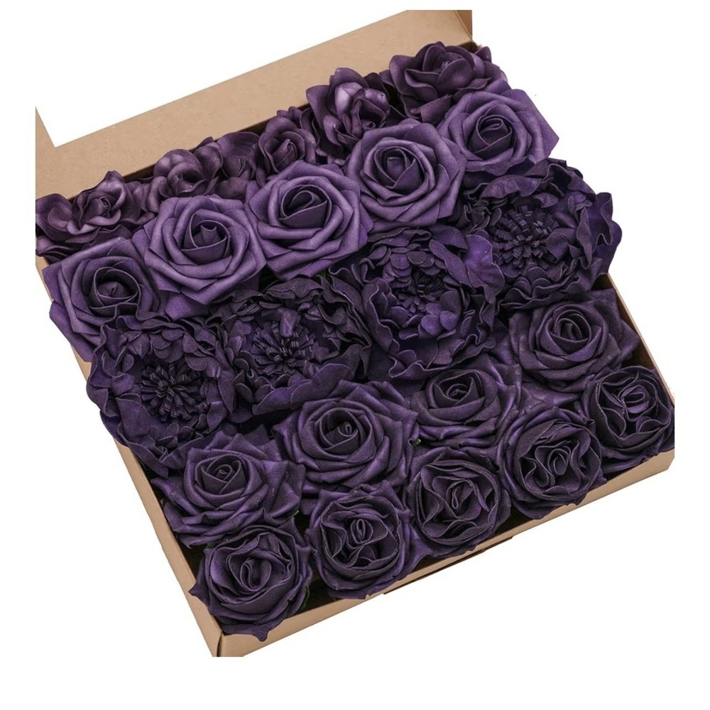 Lings Moments Fake Roses Faux Peonys Foam 23 Pcs Purple